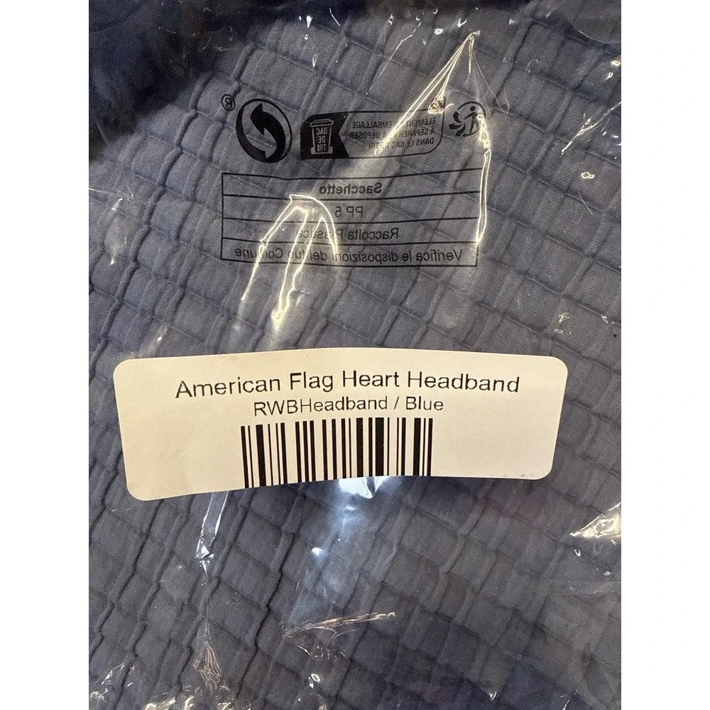 American‎ Flag Heart Knotted Headband Blue Rhinestone Patriotic USA July 4th